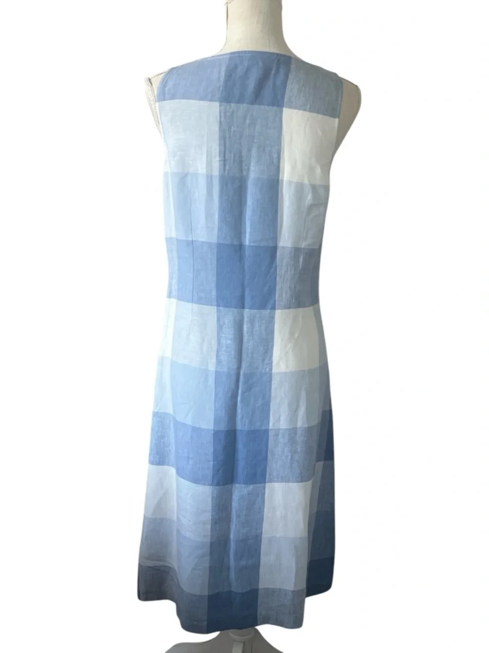 J. Jill Blue and White Gingham Tie-Waist Midi Dress Size/M - Picture 3 of 10
